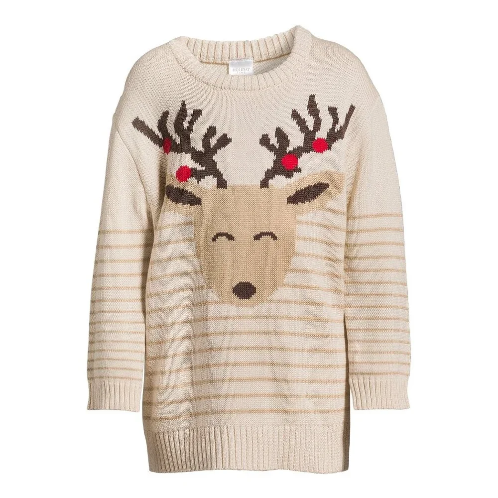 NEW Unisex Sz 12 Months Christmas Holiday Reindeer Brown Sweater HOLIDAY TIME